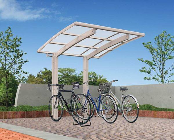 キロスタイル サイクルポート ポリカ屋根 22-21 自転車置き場 (屋根の色選べます） CCY (HC)R2221V-2A 『サビに強いアルミ製 家庭用 自転車置き場 屋根』 
