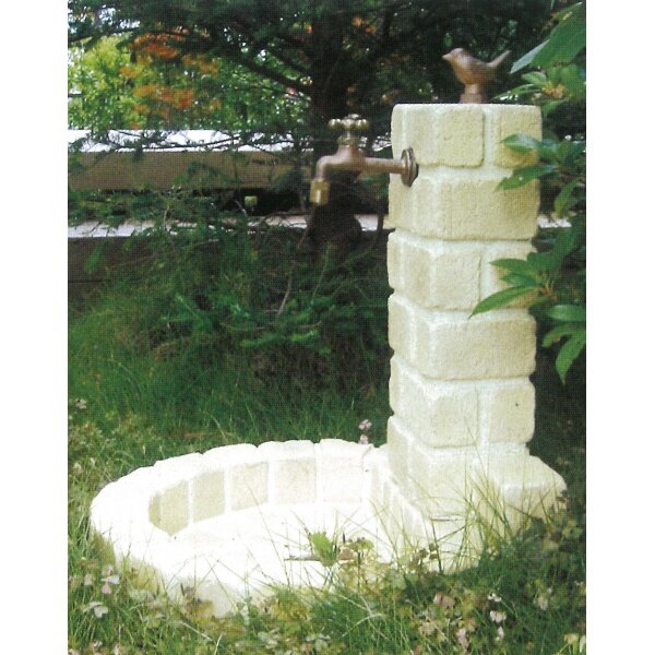 ニッコー 不凍水栓ユニット サナンド 立面：サークルタイプ パン：丸型（PA） D-JX-PA-040 OW 『水栓柱・立水栓セット 蛇口 水受け付き 3点セット ニッコーエクステリア』 オフホワイト