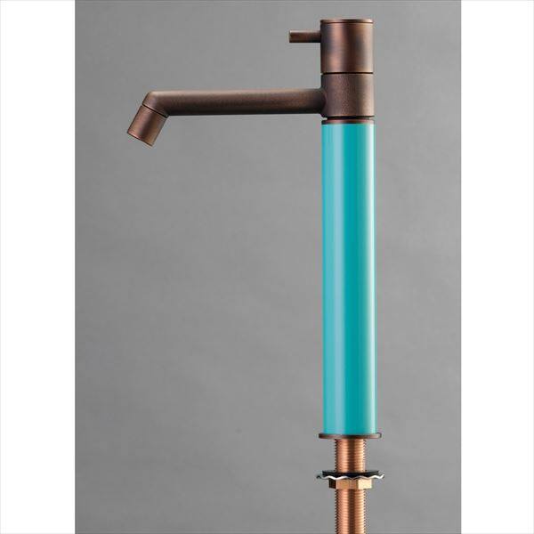 オンリーワン デザイン水栓／マニル 金古美めっき ロング TK4-1LCT ターコイズブルー