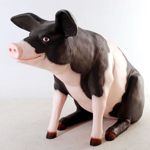 FRP ゆかいな豚さん / Large Pig Pink&Blk fr020505BR 『動物園オブジェ アニマルオブジェ 店舗・イベント向け』 