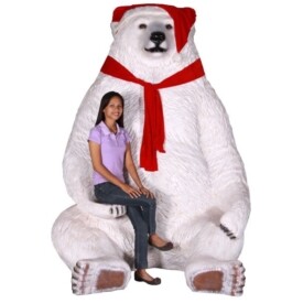 FRP 巨大な白くまのサンタ / Sitting Christmas Bear-JumBo 『クリスマスオブジェ 店舗・イベント向け』 