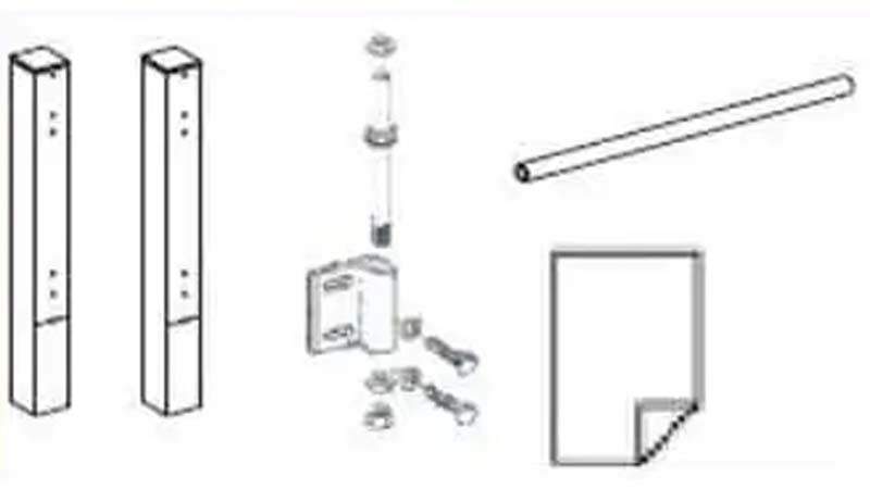 門柱セット　吊元柱×2、アンカー棒×2、ねじセット×2、取付説明書