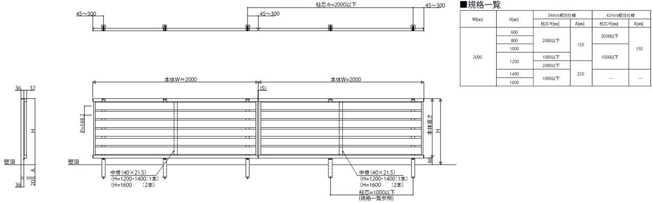 YKKAP シンプレオフェンスSY1F型の場合【80mm】