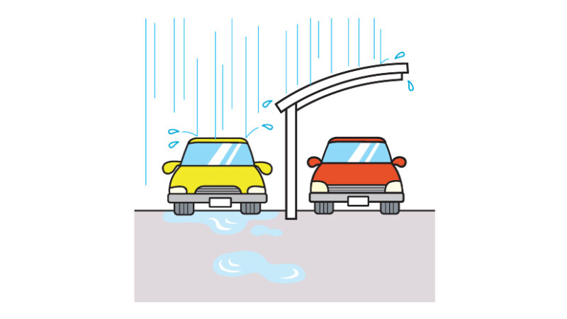 車に雨がかからず、洗車回数も減ります