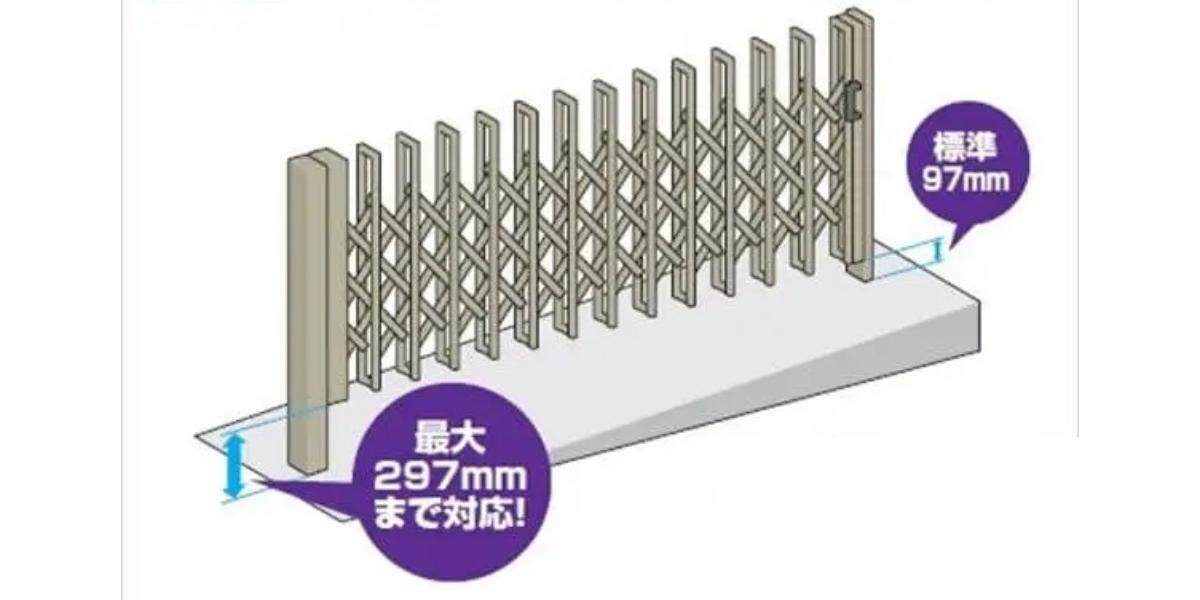 三協アルミ　クロスゲートP　ペットガードタイプ　片開き親子タイプ　31DO(13S 18T)H12(1241mm)　キャスタータイプ　『カーゲート　伸縮門扉』 - 4