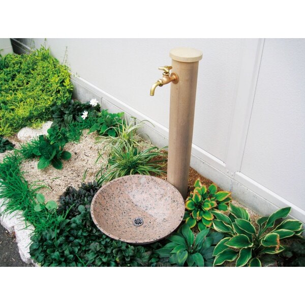 オンリーワン 石の水鉢 イブニングレッド EC3-002 『水栓柱・立水栓 水受け（パン）』 