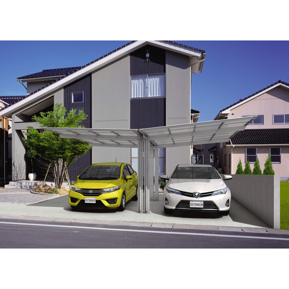 三協アルミ セルフィ Y合掌 2台用 柱6本 58（24・33） H25 熱線遮断ポリカーボネート板 『 カーポート 本体のみ 駐車場 屋根 外構 DIY 』