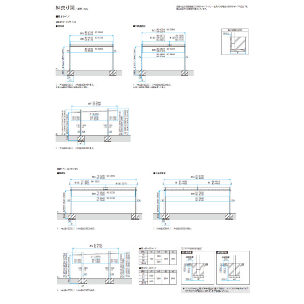 【商品のみ】 三協アルミ F2 エフツー 2台用 基本タイプ 5054 H28 天井材：形材色 柱4本 