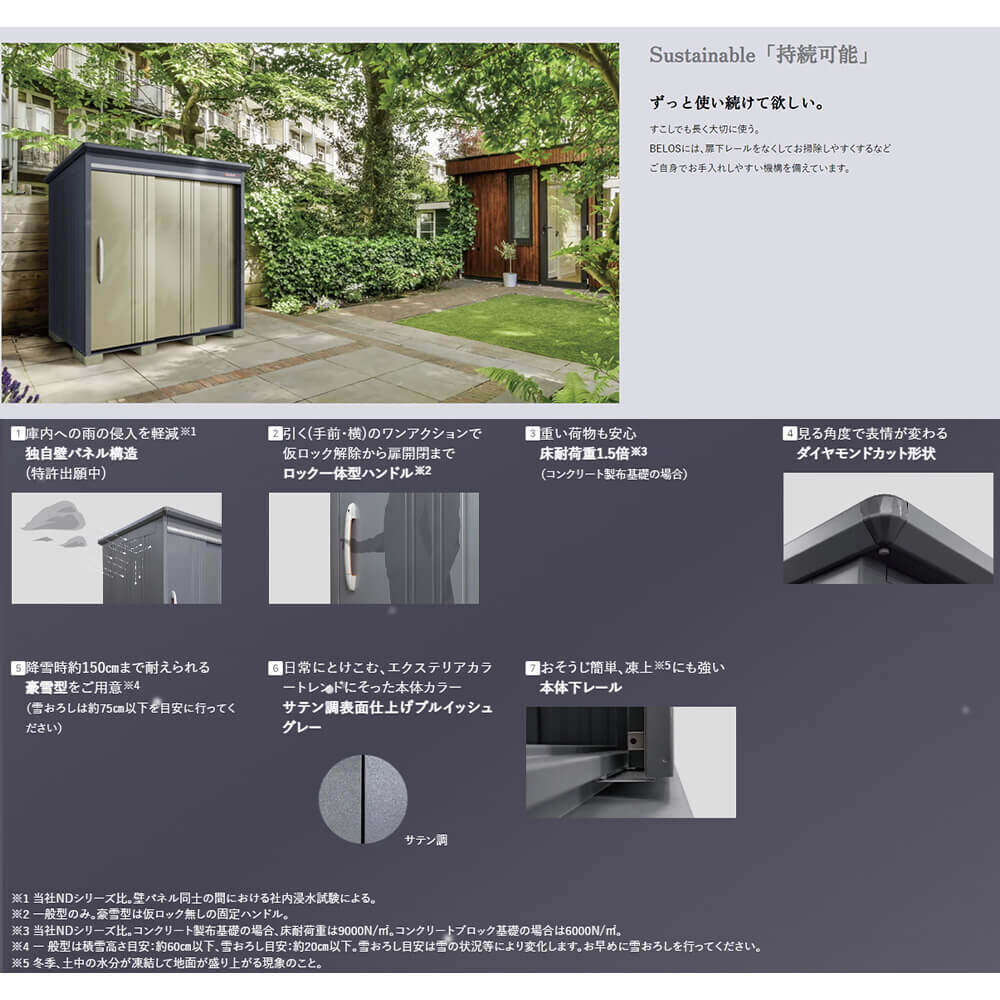 B-G2114AB タクボ物置 田窪工業所 BELOS ヴェロス 豪雪型 標準屋根 背面棚タイプ 【追加金額で取付工事可能】 アーバンゴールド