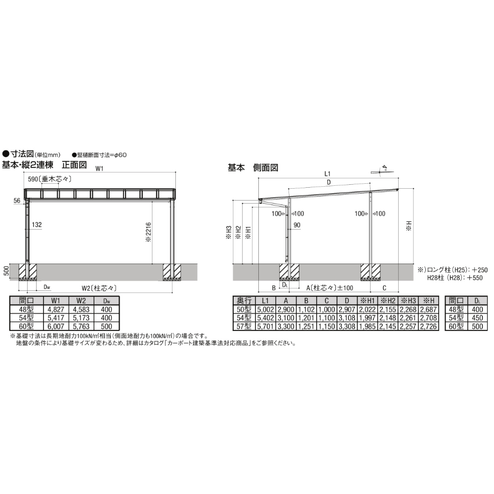 【商品のみ】 LIXIL リクシル フーゴF 2台用 基本 48-50型 標準柱 H22 ポリカーボネート屋根使用 ブラックマット アルミ色