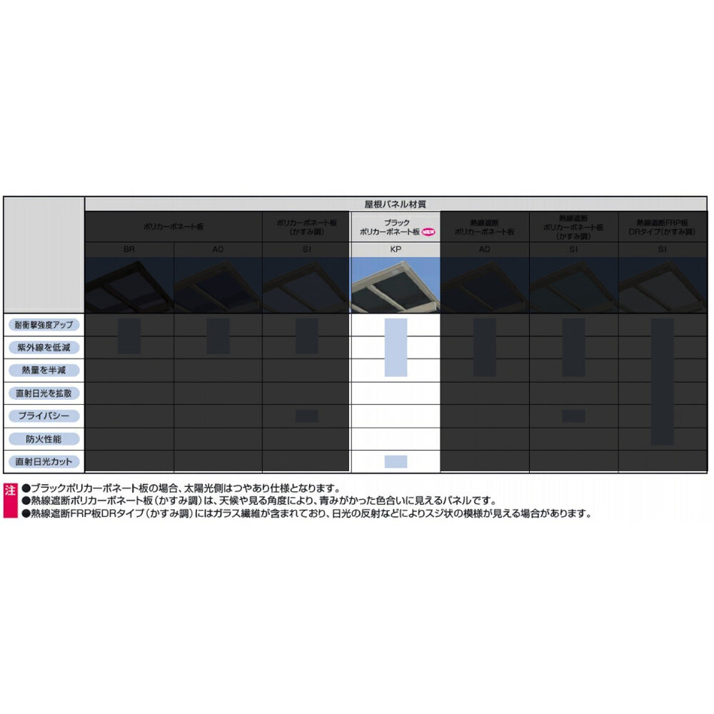 【～9/30期間限定価格】三協アルミ スカイリード 片側支持タイプ 1台用 基本タイプ 5433 H25 屋根材：ブラックポリカーボネート 柱3本 