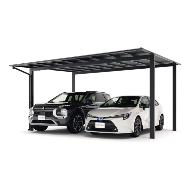 【商品のみ】三協アルミ スカイリード 両側支持タイプ 2台用 基本タイプ 5448 H28 屋根材：ブラックポリカーボネート 柱4本 