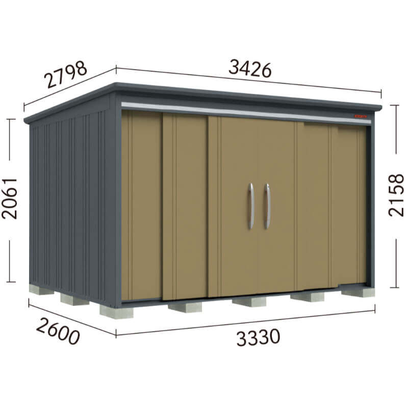 B-T3326Y タクボ物置 田窪工業所 BELOS ヴェロス 多雪型 結露減少屋根 側面棚 【追加金額で取付工事可能】 