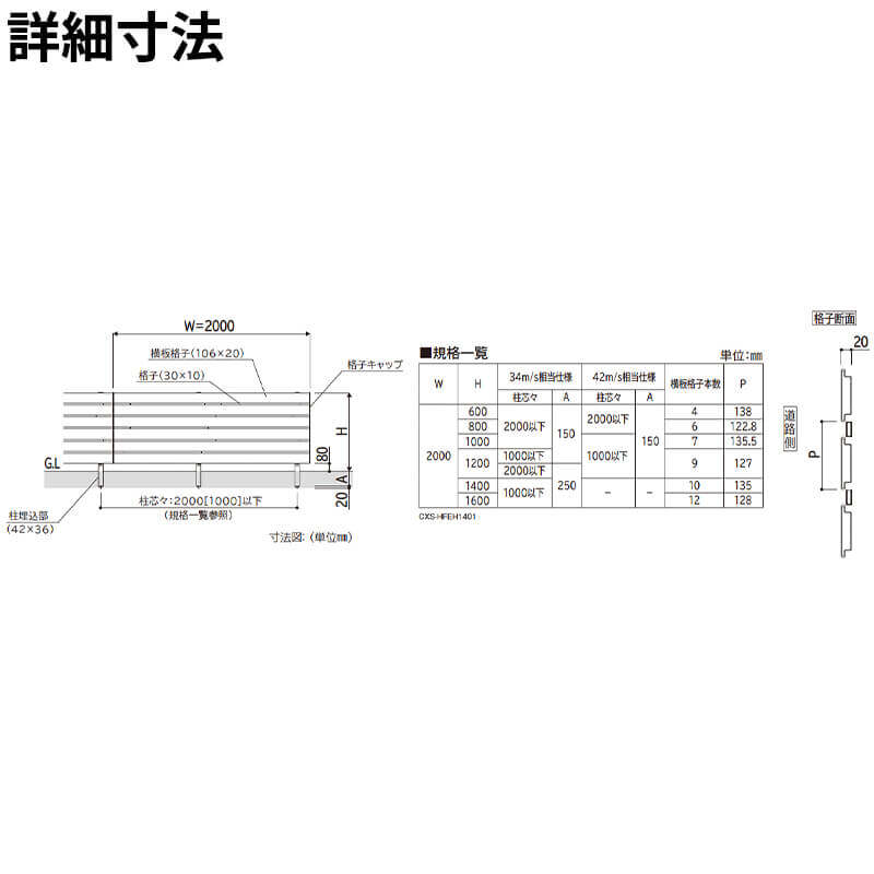 YKKAP YKK ルシアスフェンス H14型 切詰用部品 T140 (H1400 高さ140cm) 格子キャップ(小8 大20個入) 