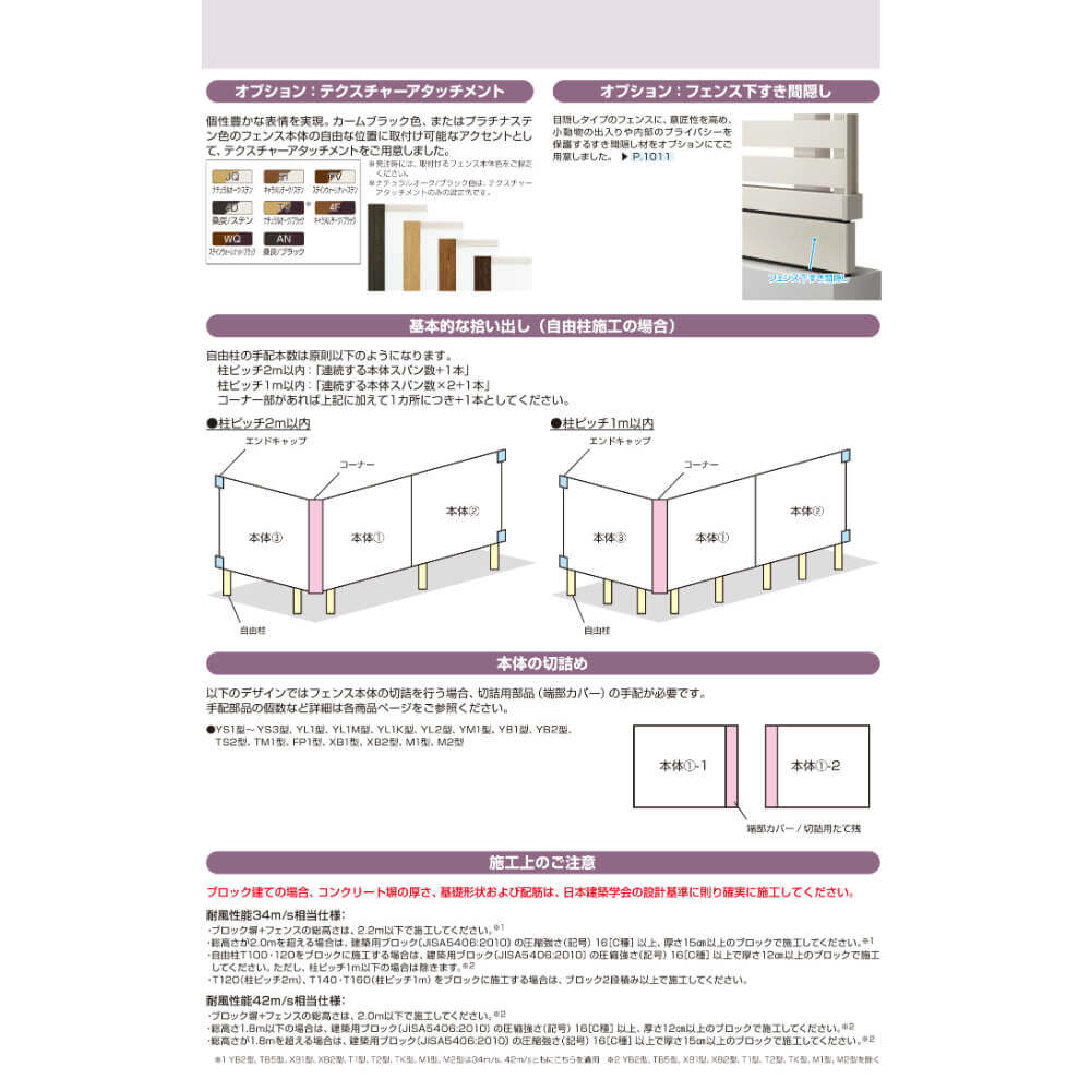 YKKAP YKK シンプレオフェンス YS2型 横スリット 本体 T160 (H1600 高さ160cm) フェンス本体のみ 