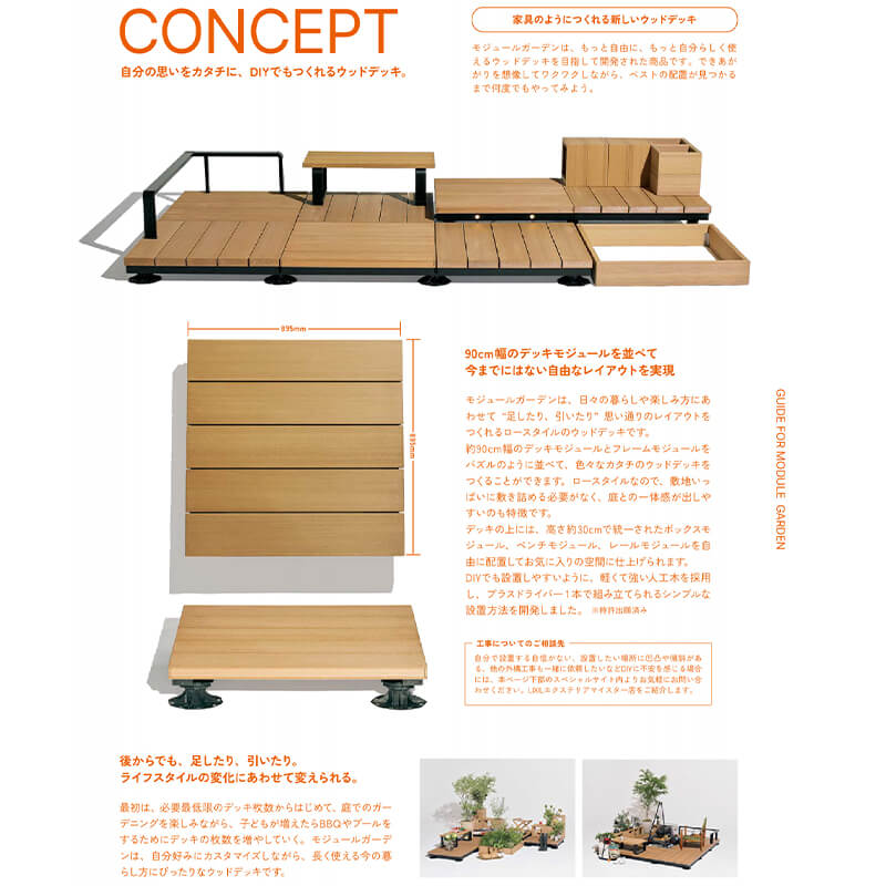 LIXIL リクシル Module Garden モジュールガーデン  幅 270 cm 奥行 90 cm 高さ 16 cm ～ 24 cm セットプラン01 