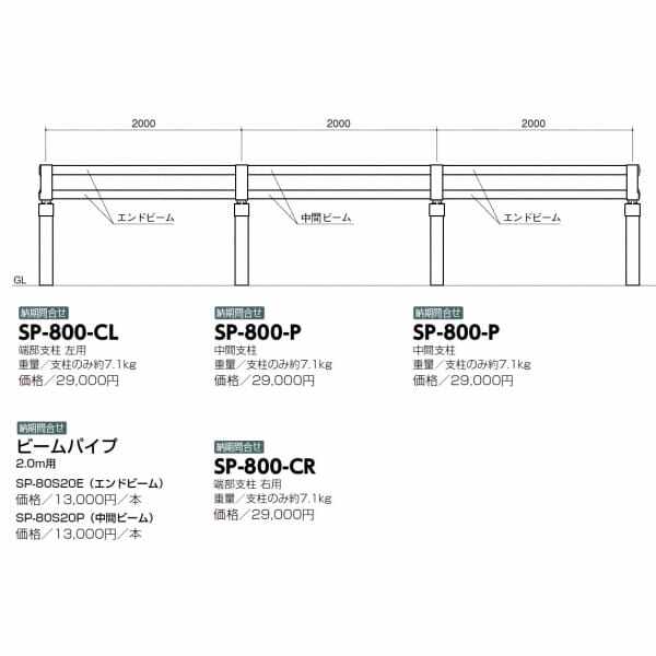 サンポール サポーター SP-800-CL 左端部支柱のみ 