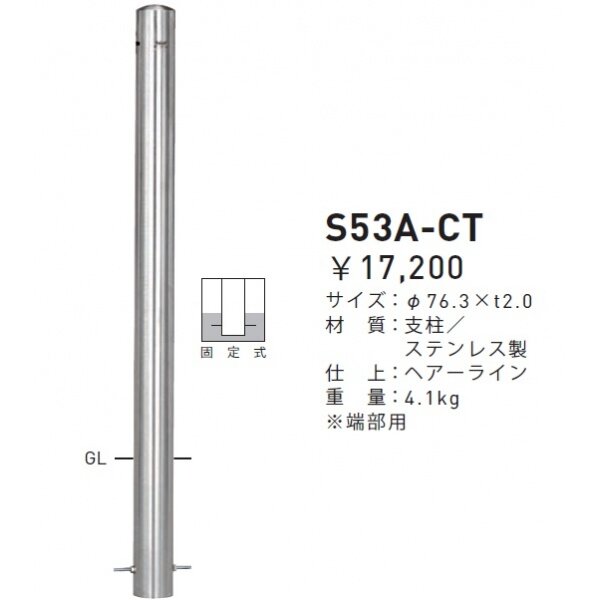 個人宅配送不可 帝金 S53A-CT バリカーピラー型 スタンダード ステンレスタイプ 直径76.3mm 端部用 固定式 