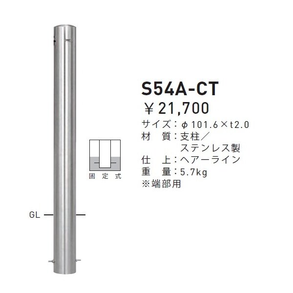 帝金 S54A-CT バリカーピラー型 スタンダード ステンレスタイプ 直径101.6mm 端部用 固定式 - 1