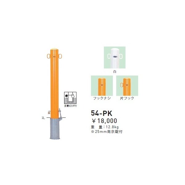 個人宅配送不可 帝金 54-PK バリカーピラー型 スタンダード スチールタイプ 直径101.6mm 脱着式カギ付 