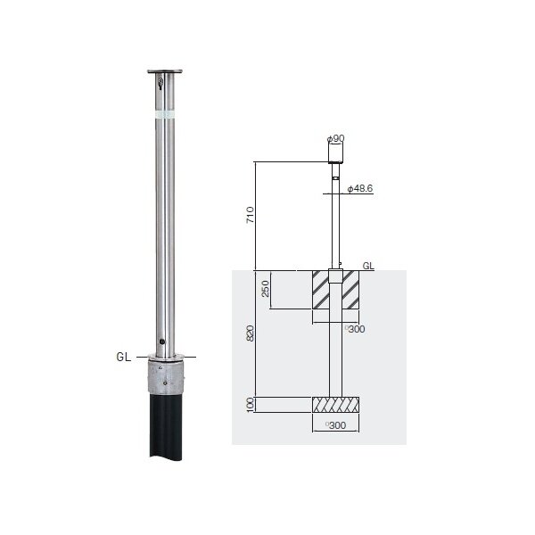 個人宅配送不可 帝金 KS-22CT バリカー上下式 スタンダード ステンレス製 直径48.6mm 