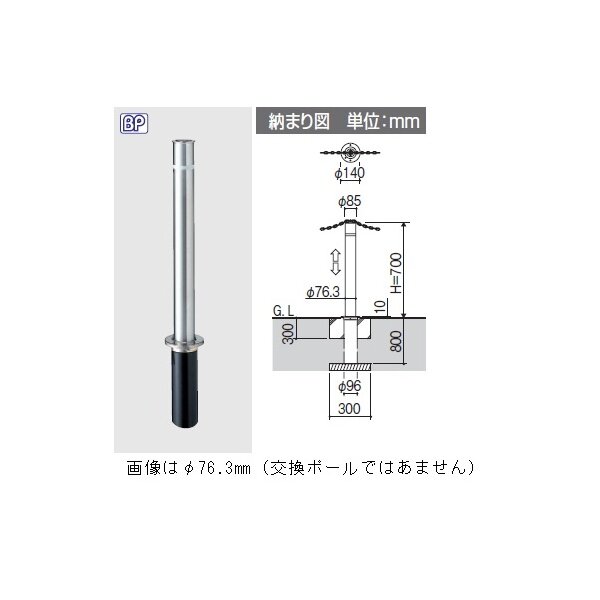 三協アルミ ビポールBP T-48UDXN φ48mm 上下式 チェーン通過タイプ用交換ポール（旧型商品） 