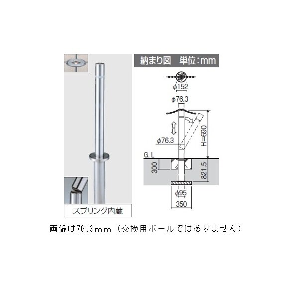 三協アルミ ビポールBP T-76TN φ76mm 取り外し式 チェーン通過タイプ