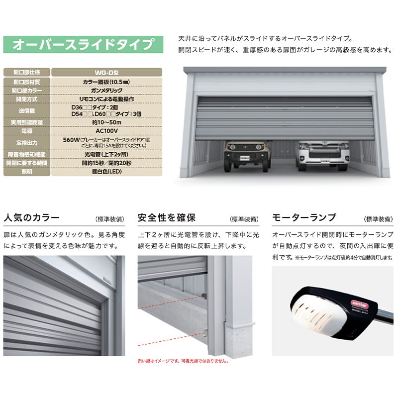 稲葉製作所 電動開閉ガレージ TAFRAGE タフレージ WG-D6058MU 多雪型 オーバースライドタイプ 幅6.2m 奥行5.8m 高さ3.0m 
