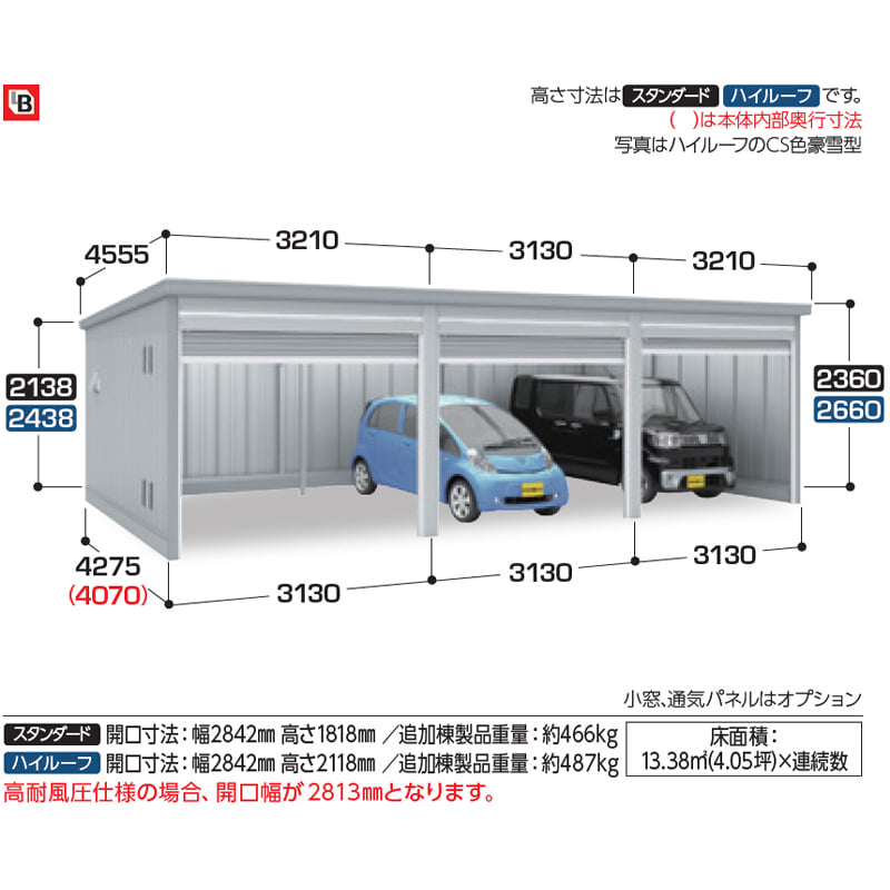 イナバ物置 GARADIA ガレーディア GRN-3142HL 追加棟(2棟目以降) 一般型 ハイルーフ ※追加棟のみの購入は不可※ 