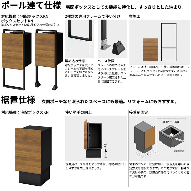 LIXIL リクシル 宅配ボックスKN アルミ色 前入れ後出し 壁埋め込みタイプ 