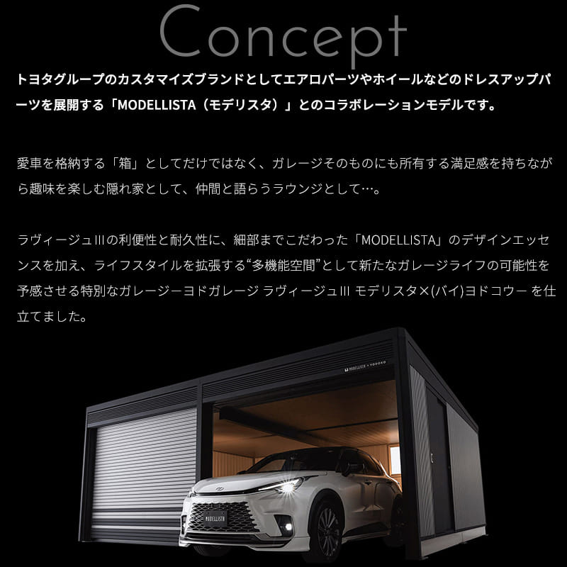 ヨドコウ ヨドガレージ ラヴィージュ3 MODELLISTA × YODOKO VMC-3359H 追加棟 外装側面2面 + 後面 手動シャッター 一般型 ※追加棟のみの購入は不可※ 『 モデリスタ ヨド物置 車庫 』 