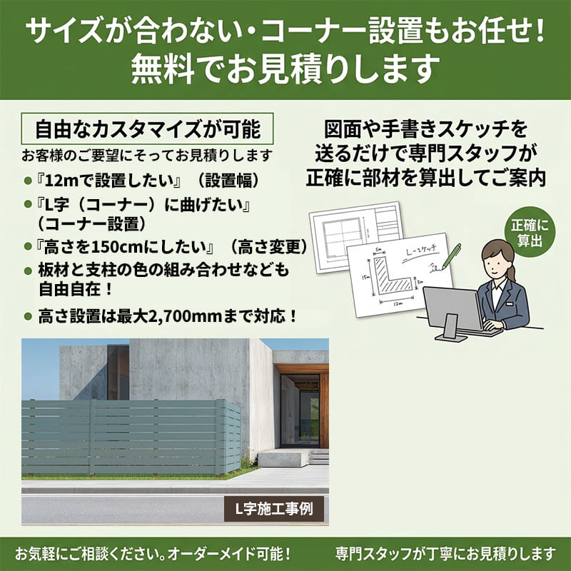 エクスタイル アーバンフェンス SANDINGタイプ 1スパンセット 長さ2m×高さ200cm 板材15段 隙間10mm 