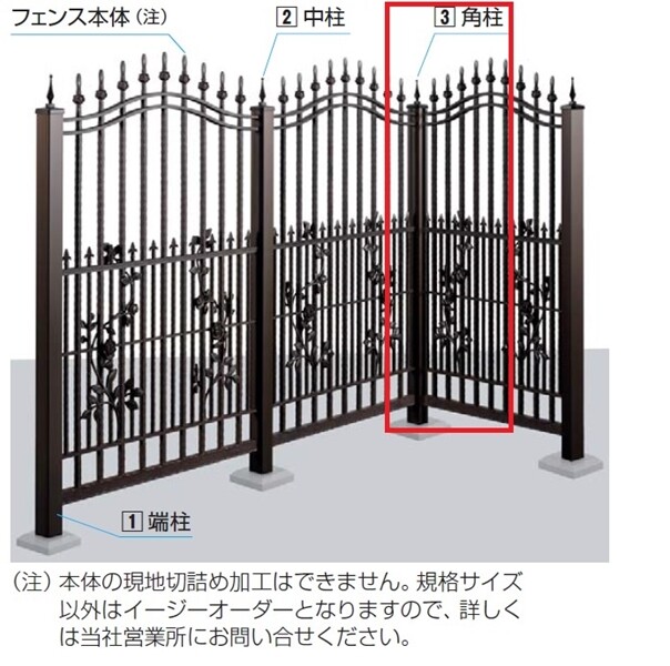 YKK シャローネフェンス用 角柱 T140 カームブラック