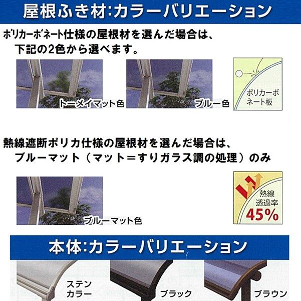 キロスタイルテラス F型屋根 1階用 4間（2.間＋2間） ×6尺 熱線遮断ポリカ 積雪20cm対応 #2019年の新仕様 