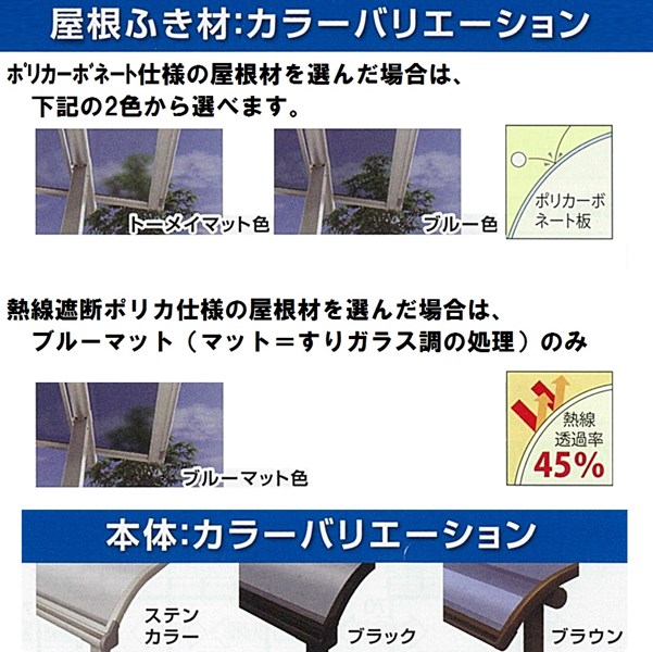 キロスタイルテラス F型屋根 1階用 1.5間×5尺ロング柱仕様 ポリカーボネート 積雪20cm対応 #2019年の新仕様 