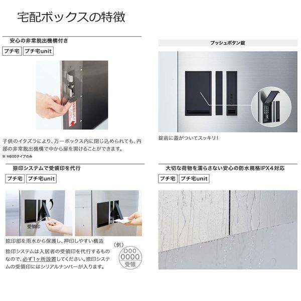 ナスタ 宅配ボックス プチ宅+ポスト組み合わせ例 4戸用 前入れ前出し『マンション用』 