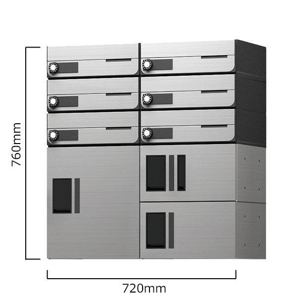 ナスタ 宅配ボックス プチ宅+ポスト組み合わせ例 6戸用 前入れ前出し『マンション用』 