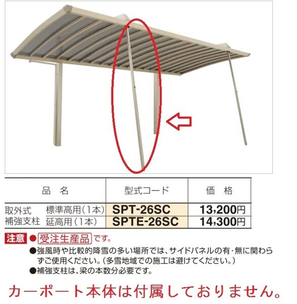 四国化成　クレディ－ポートR用取外式補強支柱　標準高用（1本入）　SPT2-26 ステンカラー