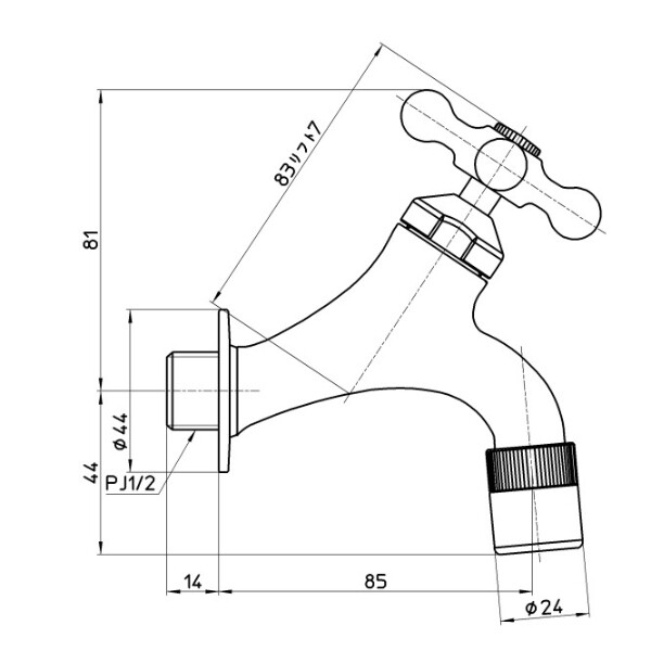 三栄水栓製作所 ガーデン水栓 クロスハンドル Y1810Y-13 