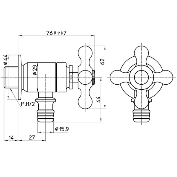 三栄水栓製作所 ガーデン水栓 クロスハンドル Y1812Y-13 