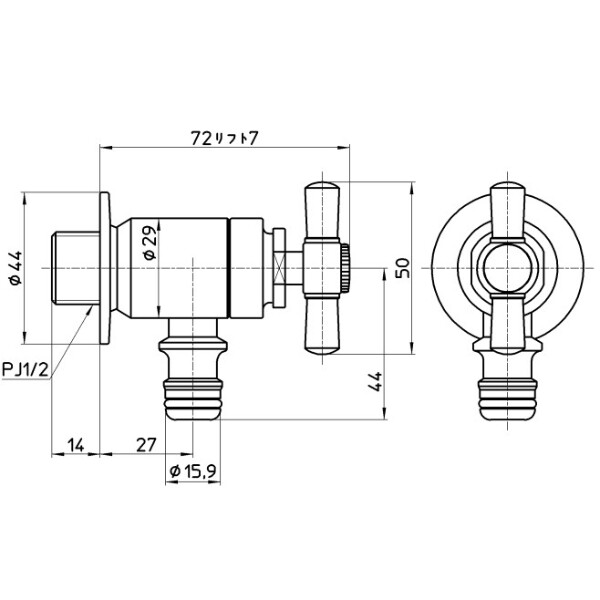 三栄水栓製作所 ガーデン水栓 一文字ハンドル Y1812-13 