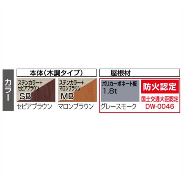 サイクルポート 【法人様限定商品 個人宅・現場配送不可】四国化成 スマートポートRミニ 基本セット 標準高 SMR-P-B2156 『サビに強いアルミ製 家庭用 自転車置場 屋根』 木調タイプ