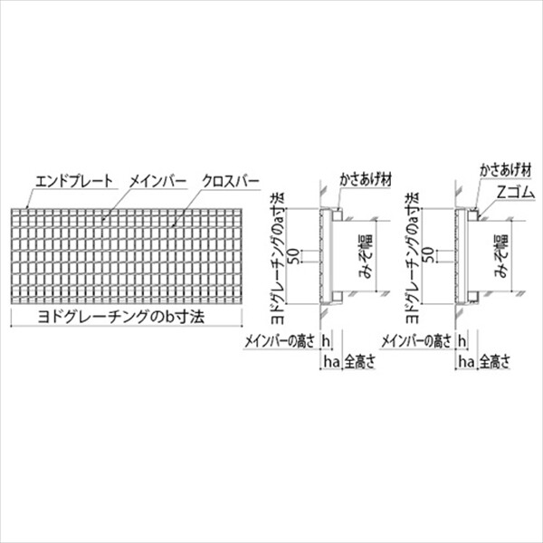 個人宅配不可 法人様限定 ヨドコウ　ヨドグレーチング　かさあげみぞぶた（JISタイプ・ゴム付き）　ノンスリップセーファー　荷重：T14　KJHS536h38-90 
