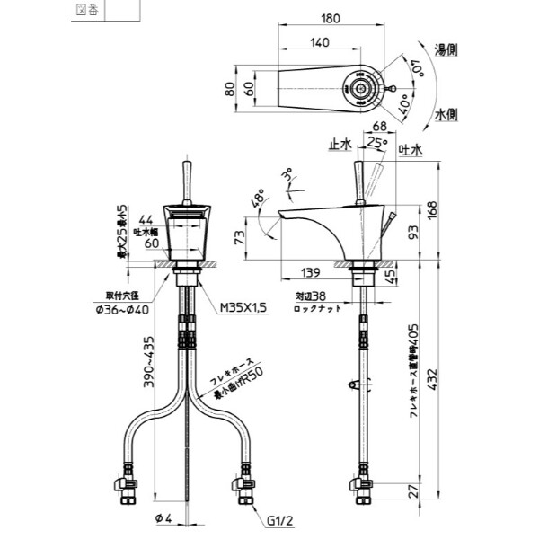 三栄水栓製作所 水栓金具 roffine シングルワンホール洗面混合栓 K4780PJV-13 