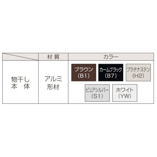 YKKAP アリュース パーク 600タイプ オプション 水平式物干し（カーポート柱用） 2本入り