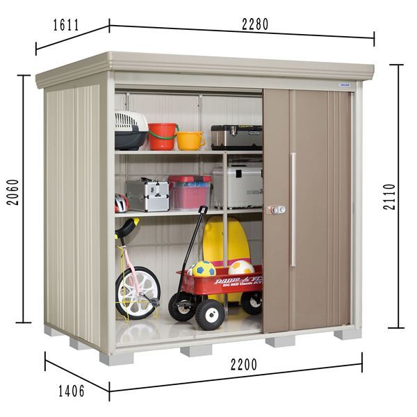 ND-2214 田窪工業所 タクボ物置 ND／ストックマン 棚無し仕様 標準屋根 一般型 カーボンブラウン