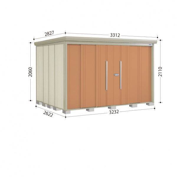 タクボ物置　ND／ストックマン　棚板なし仕様　ND-3226　一般型　標準屋根 トロピカルオレンジ