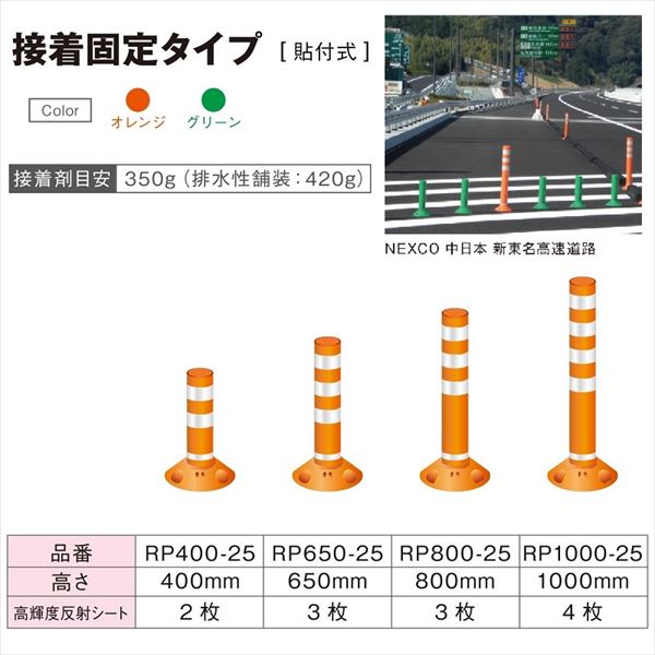 保安道路企画 ラウンドポスト 250台座 接着固定タイプ H=1000 RP1000-25 『車止め ポール』 