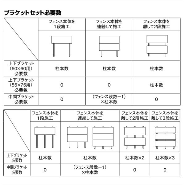 リクシル フェンスAB 上下ブラケットセット 55×75用 『アルミフェンス 柵』 