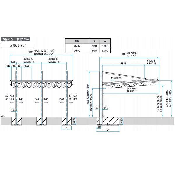 【商品のみ】 三協アルミ M.シェード2 上吊りタイプ 後方支持 5847 H26 熱線吸収ポリカーボネート板 or 熱線遮断ポリカーボネート板 カーポート 2台用 積雪20cmまで 耐風圧強度38m/s相当 